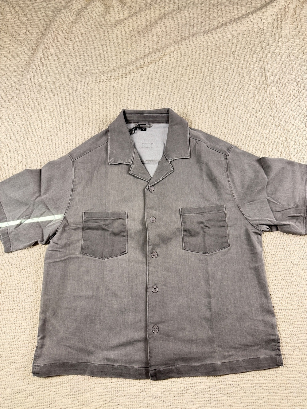 Ankle Workwear Shirt Gray Short Sleeve Button-Up Size S